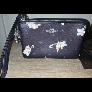 Coach Dark Blue Mini Bag with Snowman Print